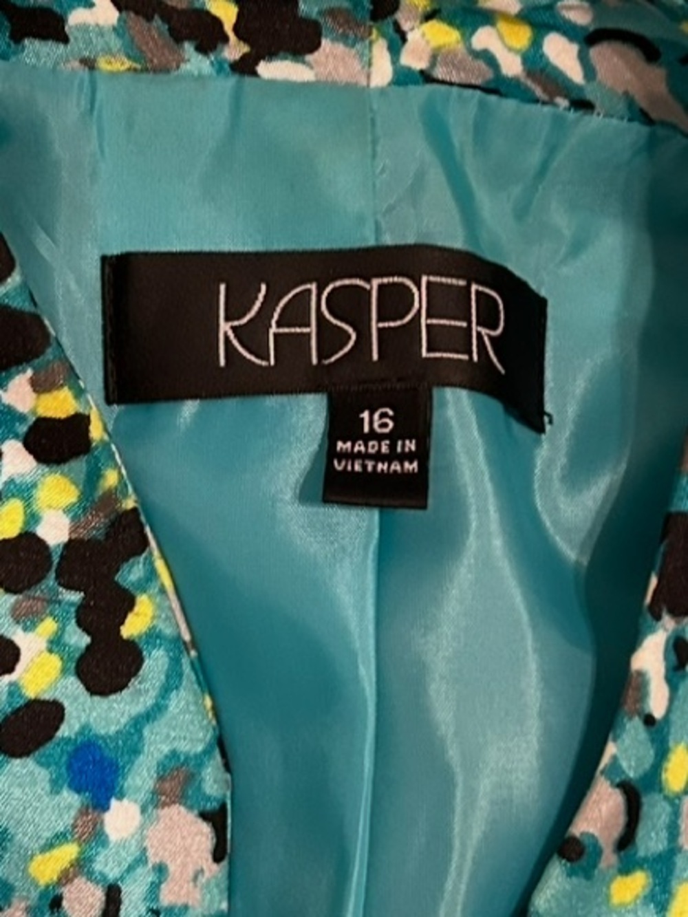 Kasper Multicolor Printed Blazer Career Chic Statement Jacket Size 16 - Picture 7 of 7